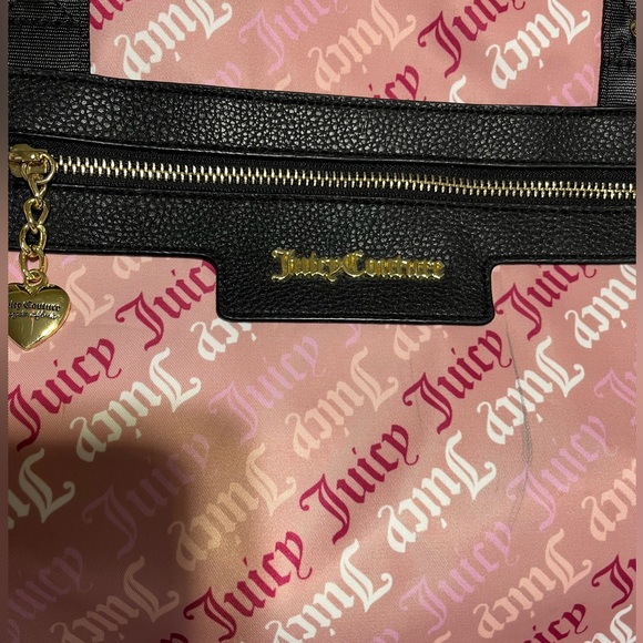 Juicy Couture Pink Monogram Travel Weekender Duffel with Black Straps - Picture 3 of 5